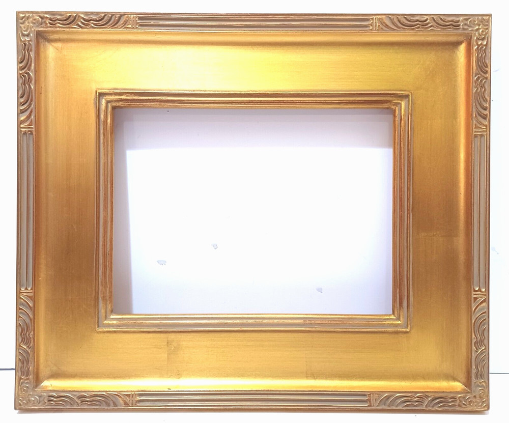 11 X 14 ART DECO CLOSED CORNER FLAT PANEL GOLD LEAF 3 3/4" W STD PICTURE FRAME