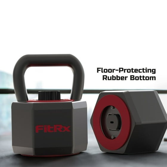 FitRx 25 lbs SmartStack Wide handle Adjustable Kettlebell, 40 lbs, Black