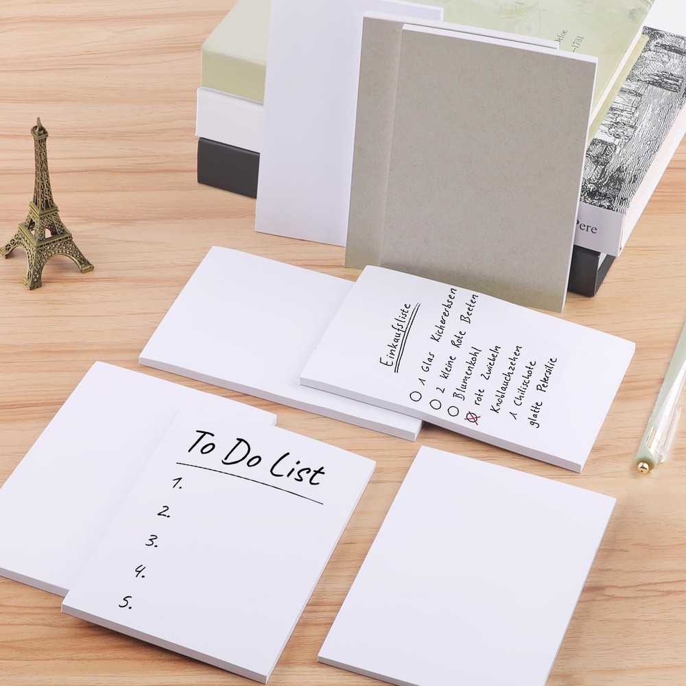 Hoiny Note Pads 3x5 In, 8 Pack Blank Notepad, White Scratch 3x5,