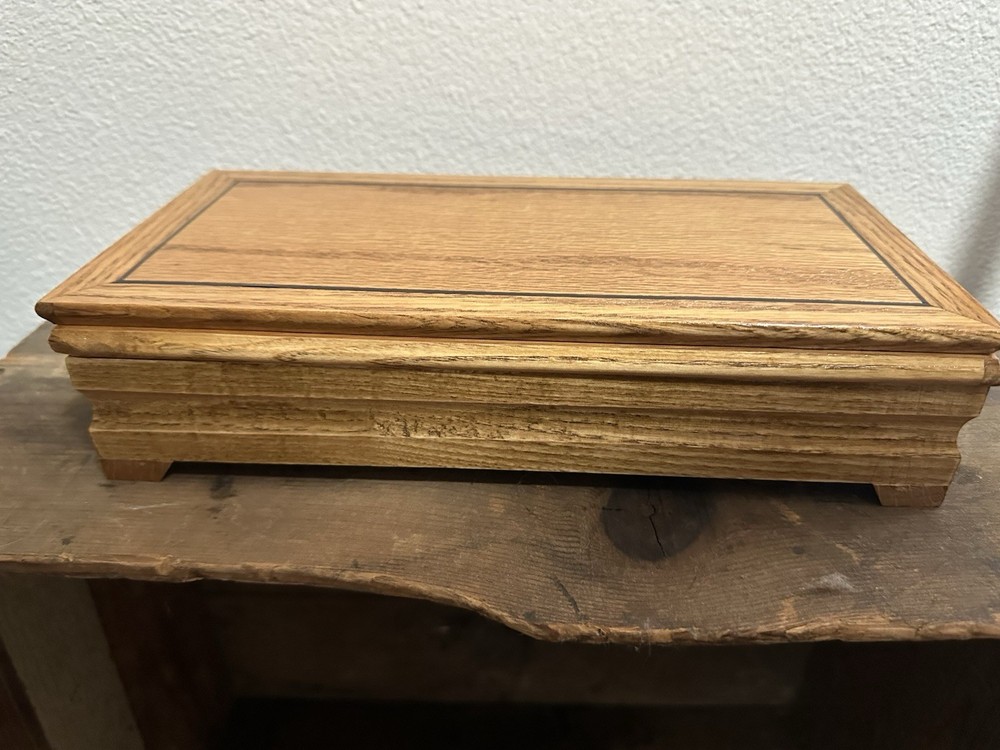Handmade Solid & Inlaid Wood Folding Storage Chess Checkers Box Hinged