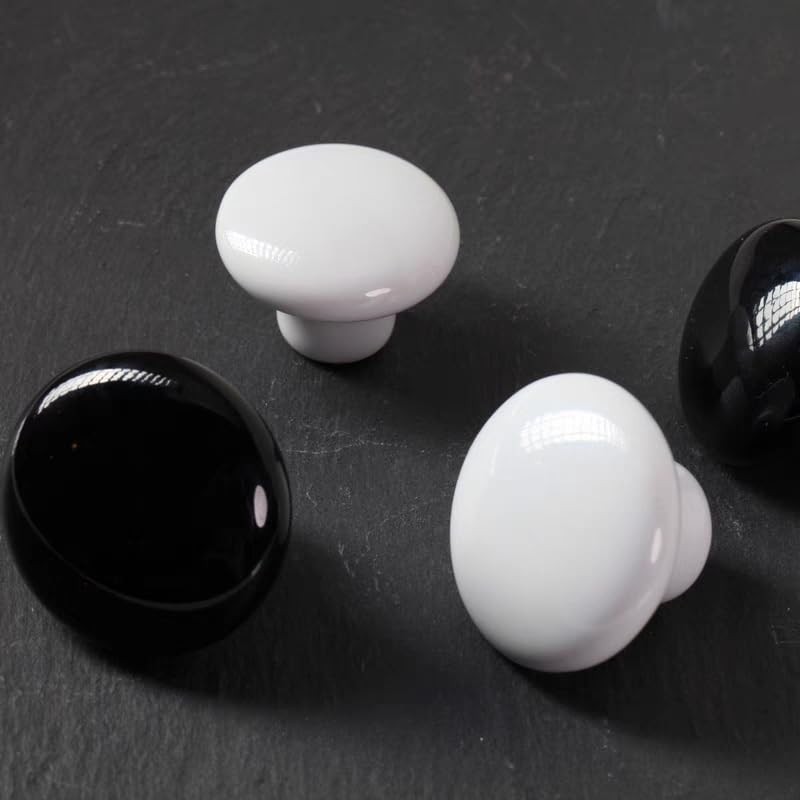 10 Pack White Ceramic Cabinet Knobs, Round, Drawer Pull, Kitchen, Screws