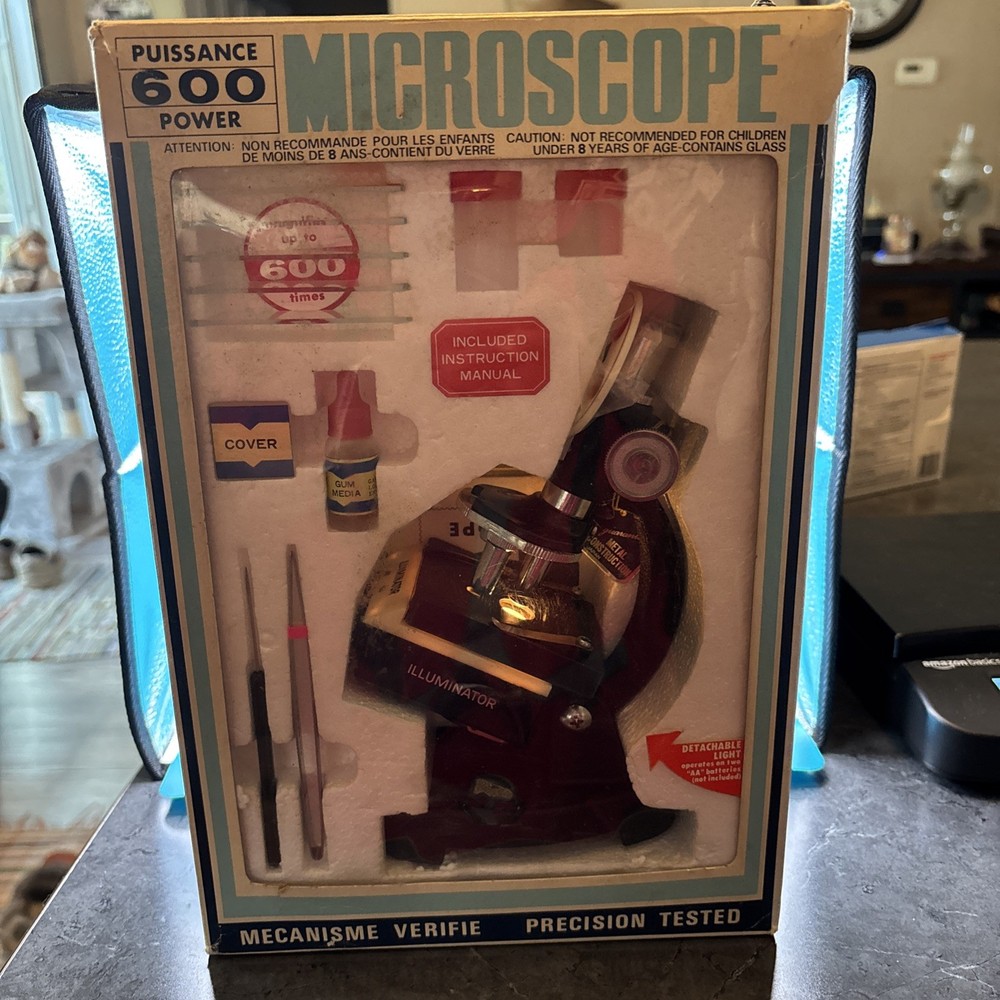 Vintage Creative Science 600 X Microscope Lab with instructions