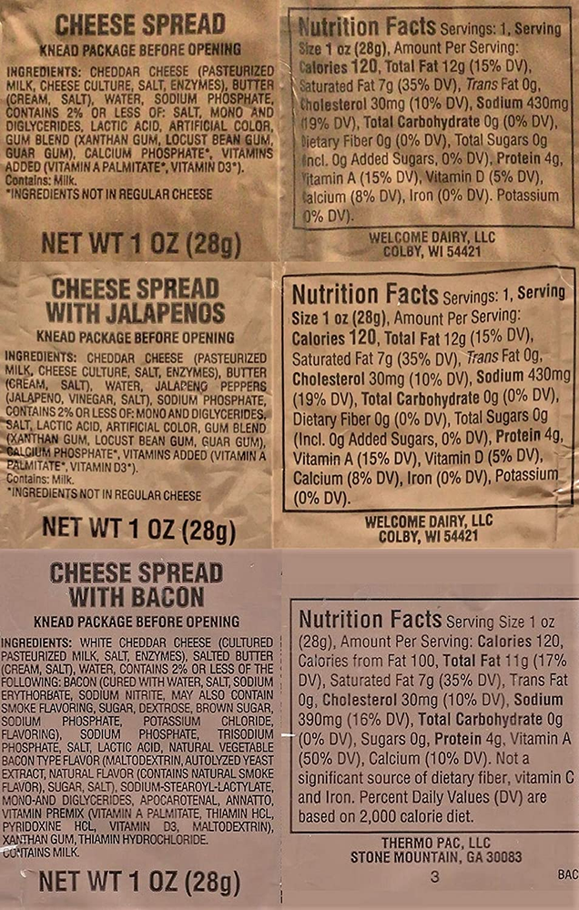 MRE Cheddar Cheese Spread Combo - 24 Pack