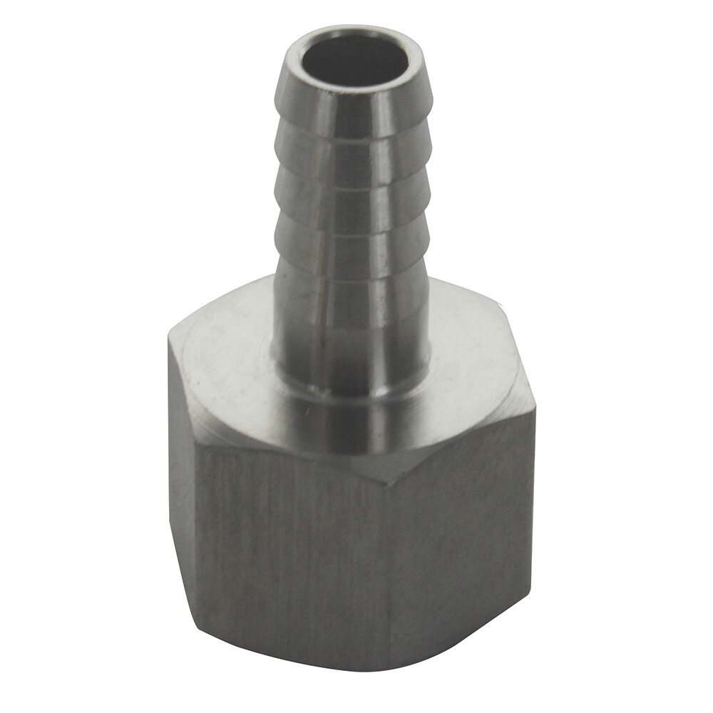 Stainless Steel 3/8" Barbed Hose Fitting - 1/2" Female NPT