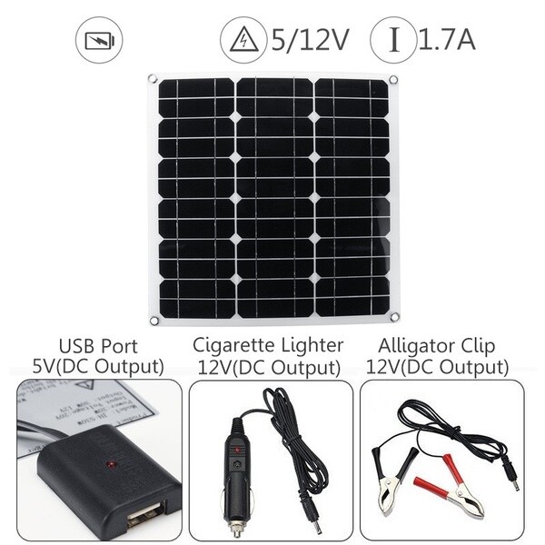 200W (2x 100W) 12V Solar Panel Kit, 50A Solar Controller for Off Grid, Home, RV