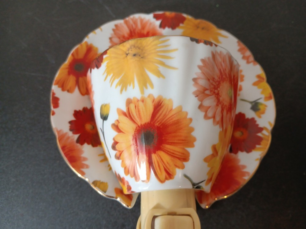 Forinalities By Baum Bros. Daisy Pattern Tea Cup/Saucer Working Night Light