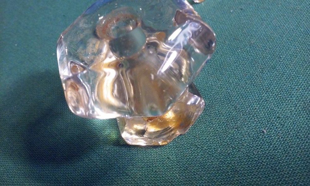 Set of 2 VINTAGE Clear Solid GLASS DRAWER PULL 1-1/4" W&H 6 Point Octagonal