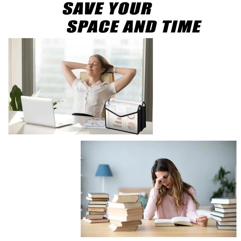 Expandable File Folder Organizer for Documents, 2PCS Plastic A4 Expanding Fil...