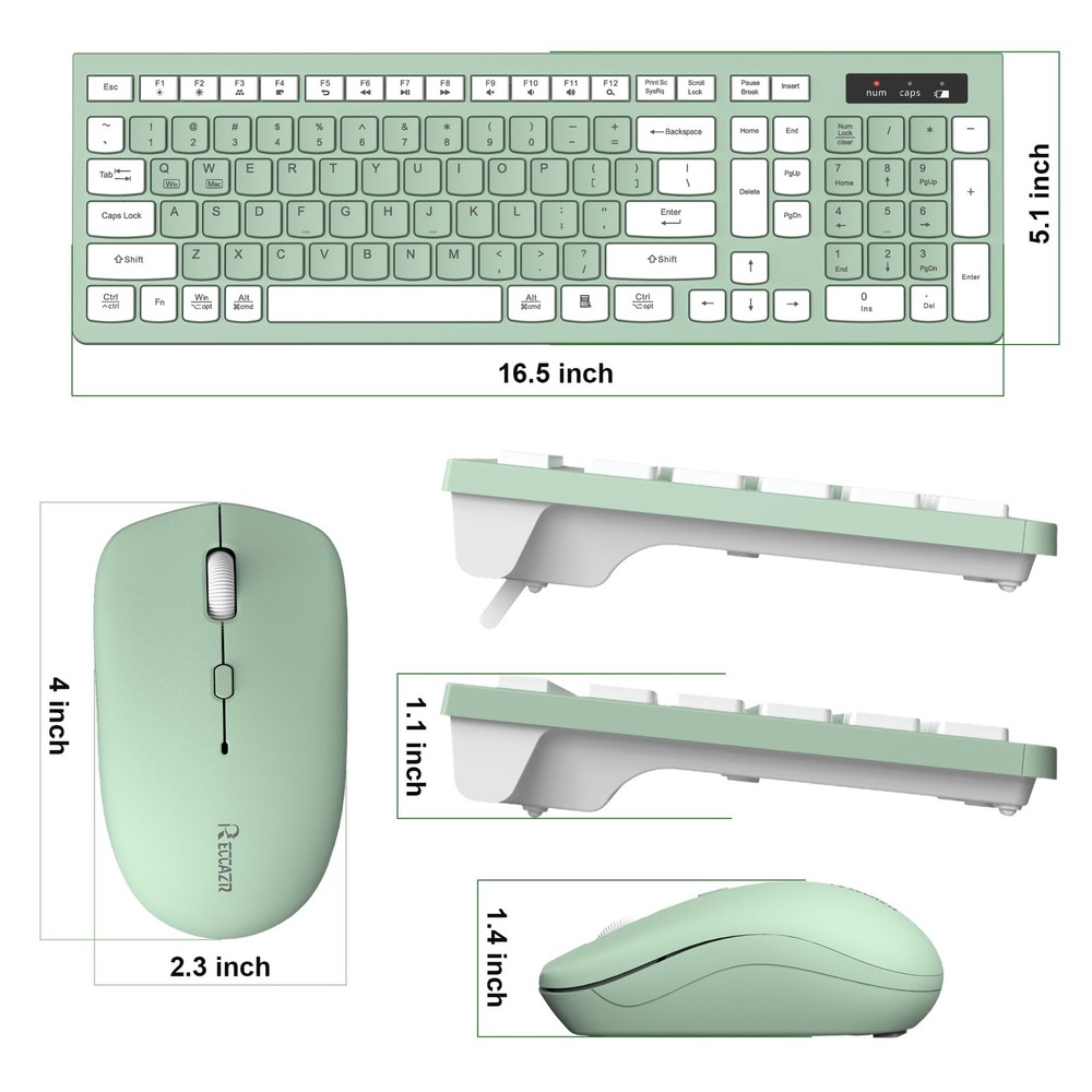Wireless Keyboard and Mouse Combo, Full-Sized Wireless Keyboard and Adjustabl...