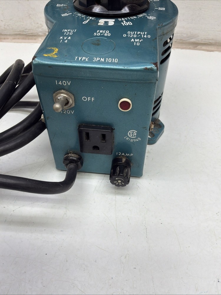 Staco Variable Auto transformer 10AMP Input 120 KVA 1.4 3PN1010