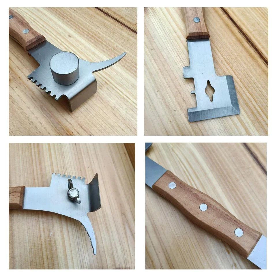 Multipurpose Bee Hive Tool with Wooden Handle Bee Tools for Beekeeping Profes...