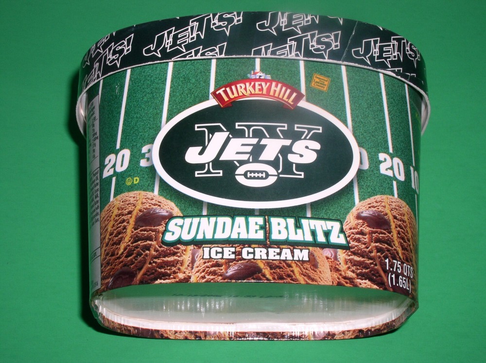NY JETS Turkey Hill Sundae Blitz Ice Cream "EMPTY" Container Nice Display Piece!