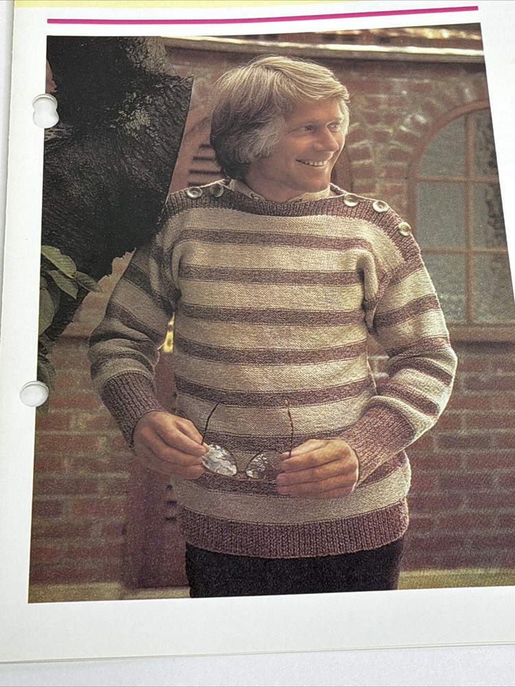 Breton Style Sweater Men's Knitting Pattern Card