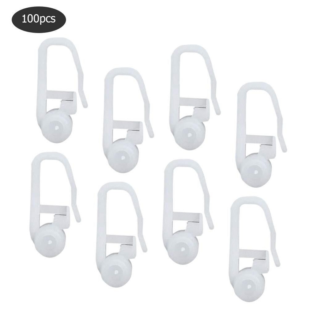 100Pcs Plastic Carrier Slide Wheels Rollers Curtain Track Hook Universal Curt...