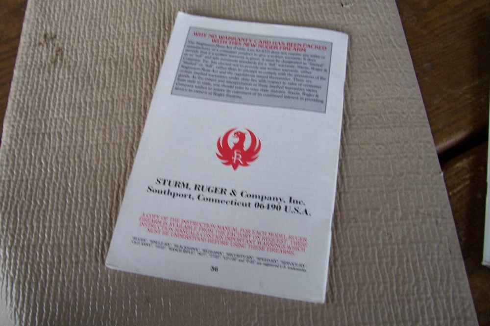 Ruger 77/22 Original Instruction Owners Manual - Dated 1995