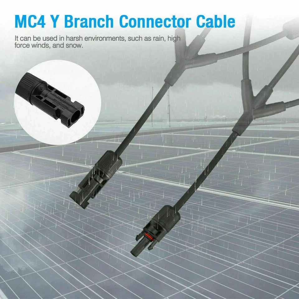 Solar Panel Y Branch Cable Connection Waterproof Adapter Connector Extension