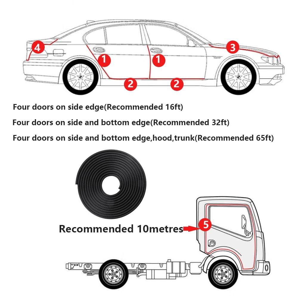 Edge Trim Black Small, Flexible PVC Protector,Rubber U 65FT,