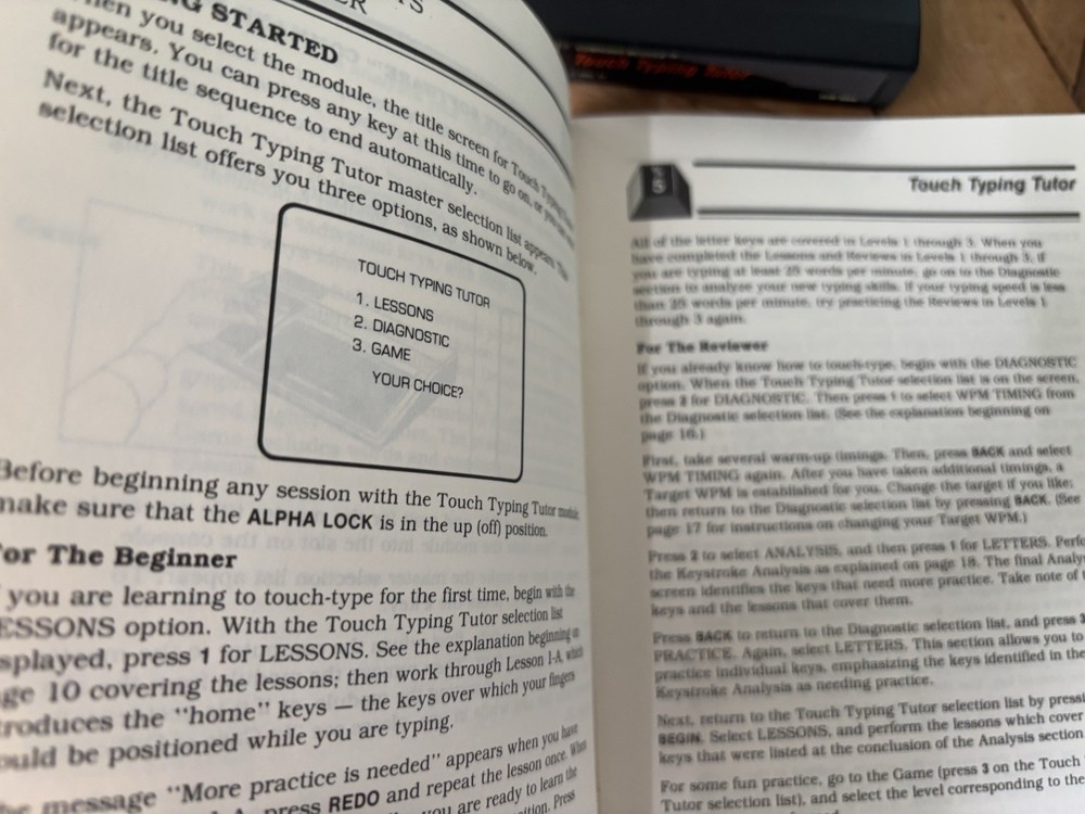 Touch Typing Tutor, TI-99/4A Educational Game Part No. PHM3064 & Command Module