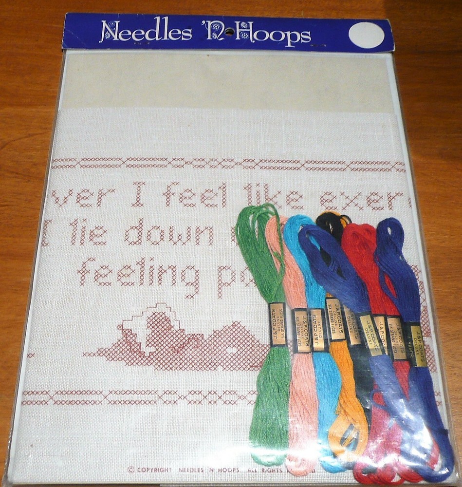 Needle N' Hoops Counted Cross Stitch Kit #285 EXERCISE SAMPLER SEALED NEW - NOS