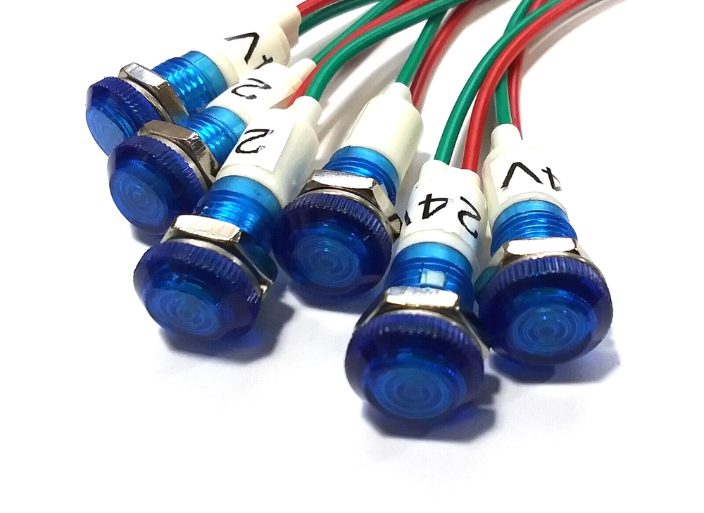 6 BBT 24 volt Waterproof Blue LED Low-Profile Indicator Lights