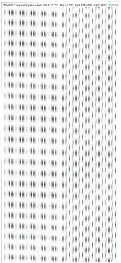 Quinta Studios 1/48 3D DECALS FOR TRIPLE RIVETING ROWS in BLACK