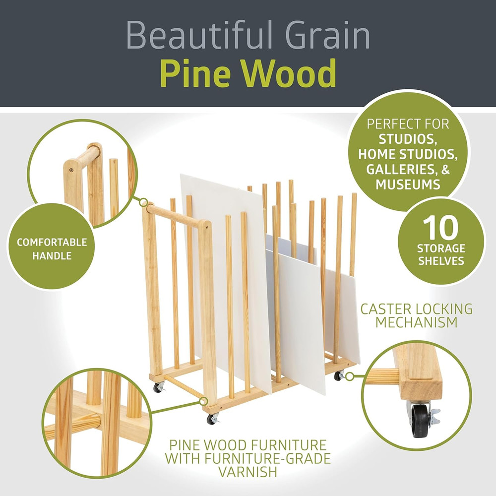 Portable Art Storage Rack with Wheels & Handle for Studios and Classrooms