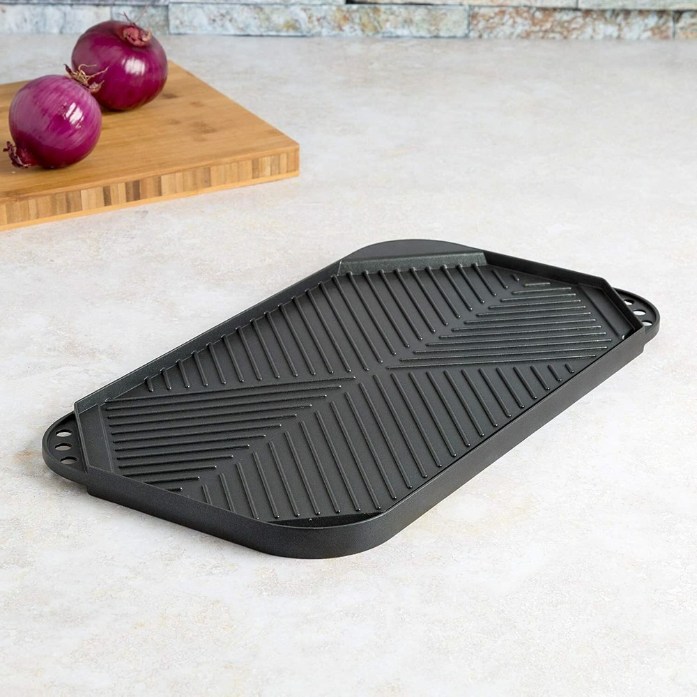 New Ecolution Reversible 19.5” x 11, Non-Stick, Double Burner Griddle Black