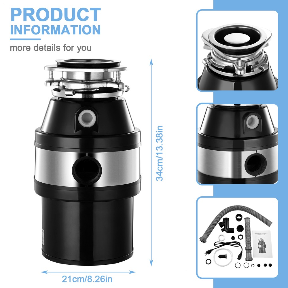 4000 RPM Household Garbage Disposer Kitchen Food Waste Sink Disposal 550W New---