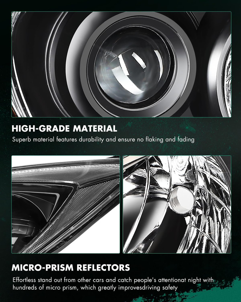 Headlights for 2010 2011 2012 2013 for Mazda 3 Pair Headlight Assembly Black Hou
