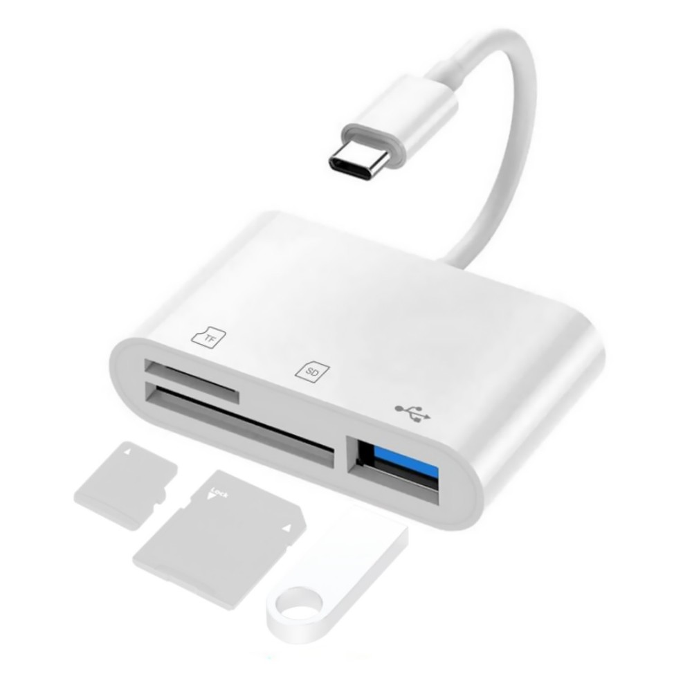 3-Port USB Type C to Card Reader Adapter SD Card Reader For MacBook Pro Laptop L