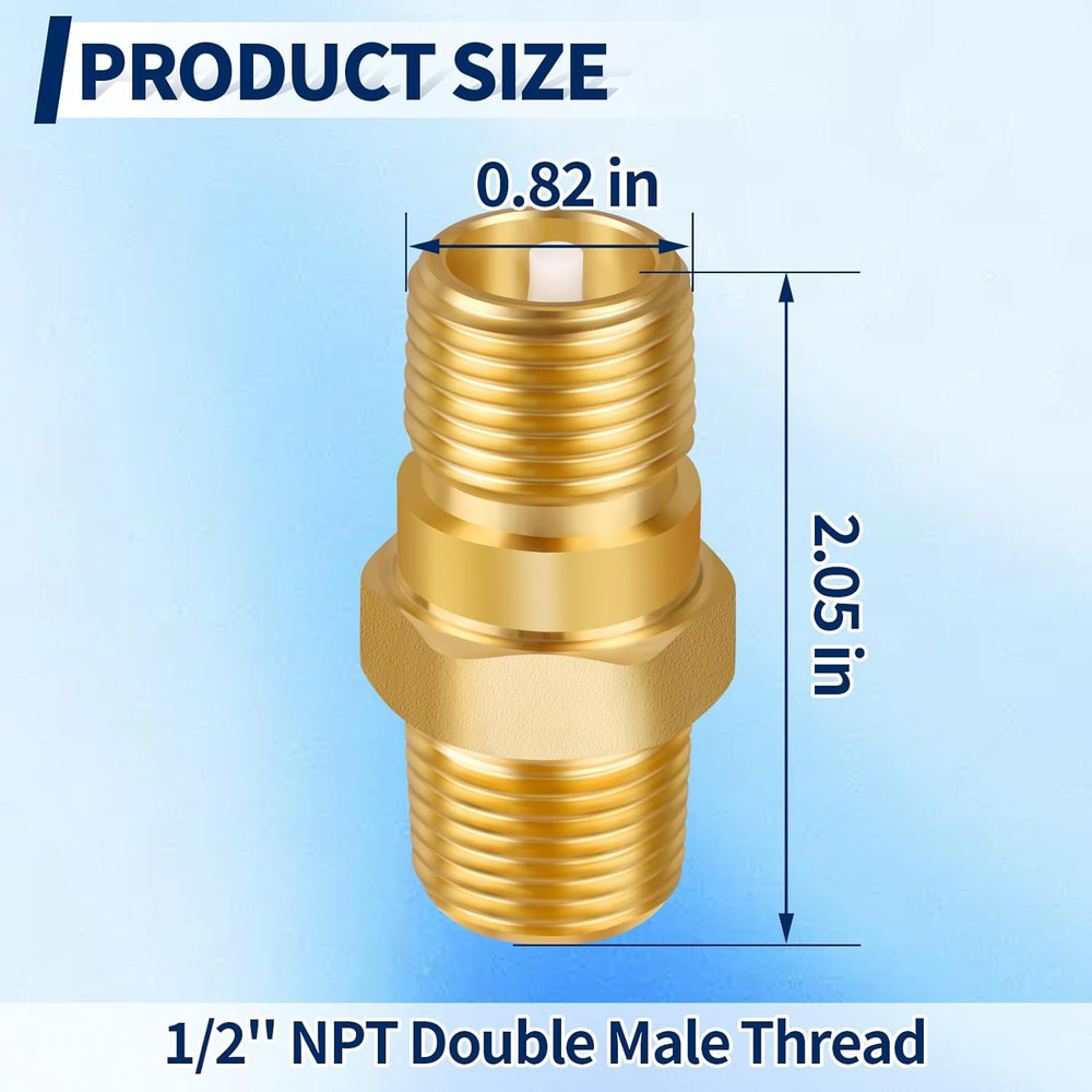 RV Water Heater Backflow Preventer, 1/2" NPT Double Male Thread Hot Water Heater