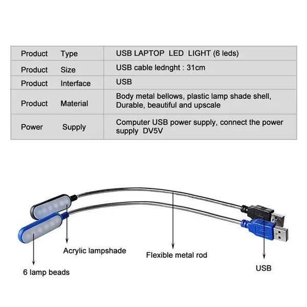 Mini USB LED Light Lamp,Portable USB Light for Laptop Computer Keyboard
