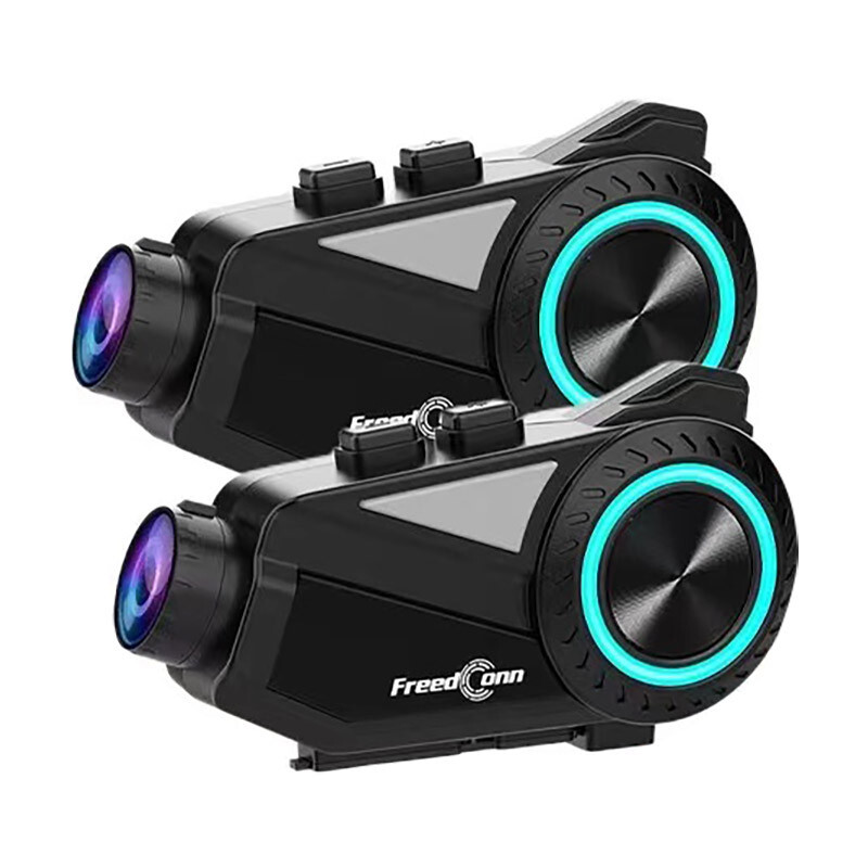 2Pcs Motorcycle Helmet Bluetooth Intercom Headset HD Camera Recoder 2K
