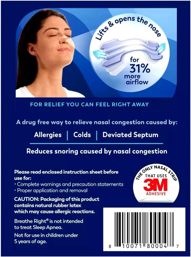 Breathe Right Nasal Strips Clear Small/Medium 30 Count