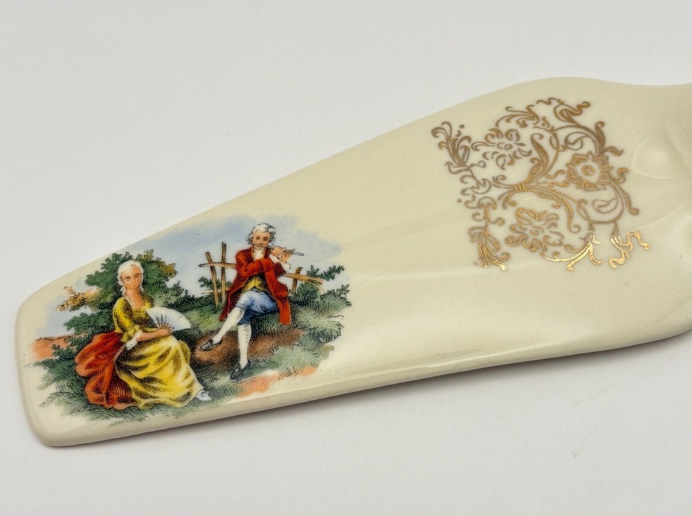 Vintage Wedding Cake Server With Romantic Scene Baroque Style Ceramic