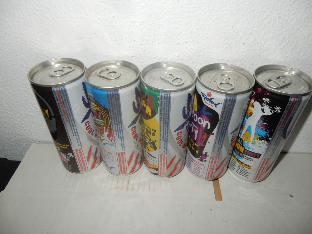 5 SHARK Cool Bite Energy Drink Cans from THAILAND (250ml) Empty !!