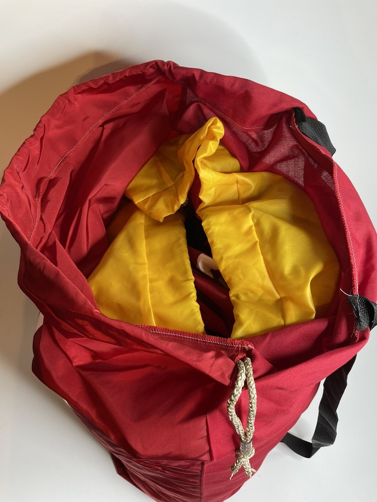 (2X) Large Nylon Laundry Bag With Drawstring & Backpack Straps Durable Red