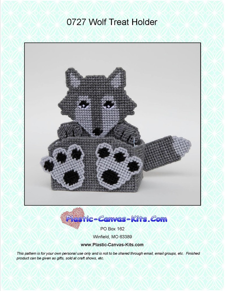 Wolf Treat Holder- Plastic Canvas Pattern or Kit