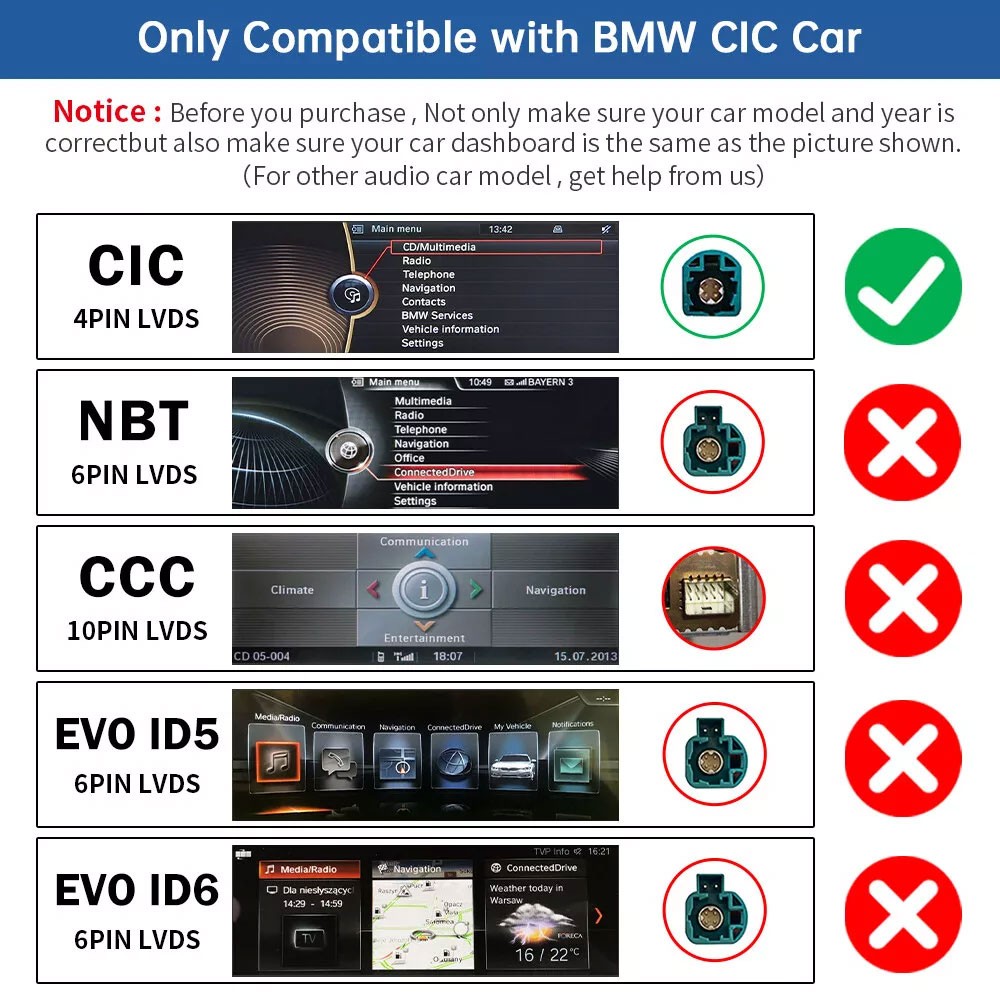 For BMW 328i 2008-2013 CIC System Wireless Apple Carplay Android Auto Module