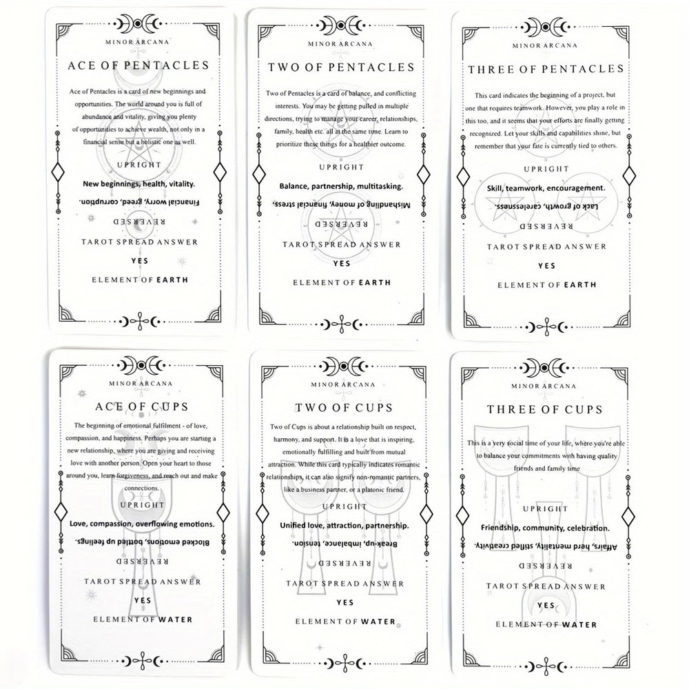 78 Clear Text Pattern Tarot Cards, Classic Tarot Learning Deck Fortune Tellin...