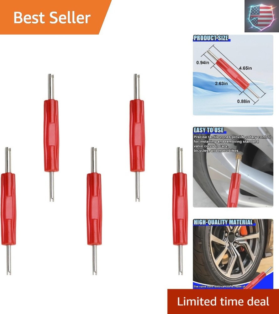 5PCS Valve Core Removal Tool, Double Head Schrader Valve Stem Core Remover, M...