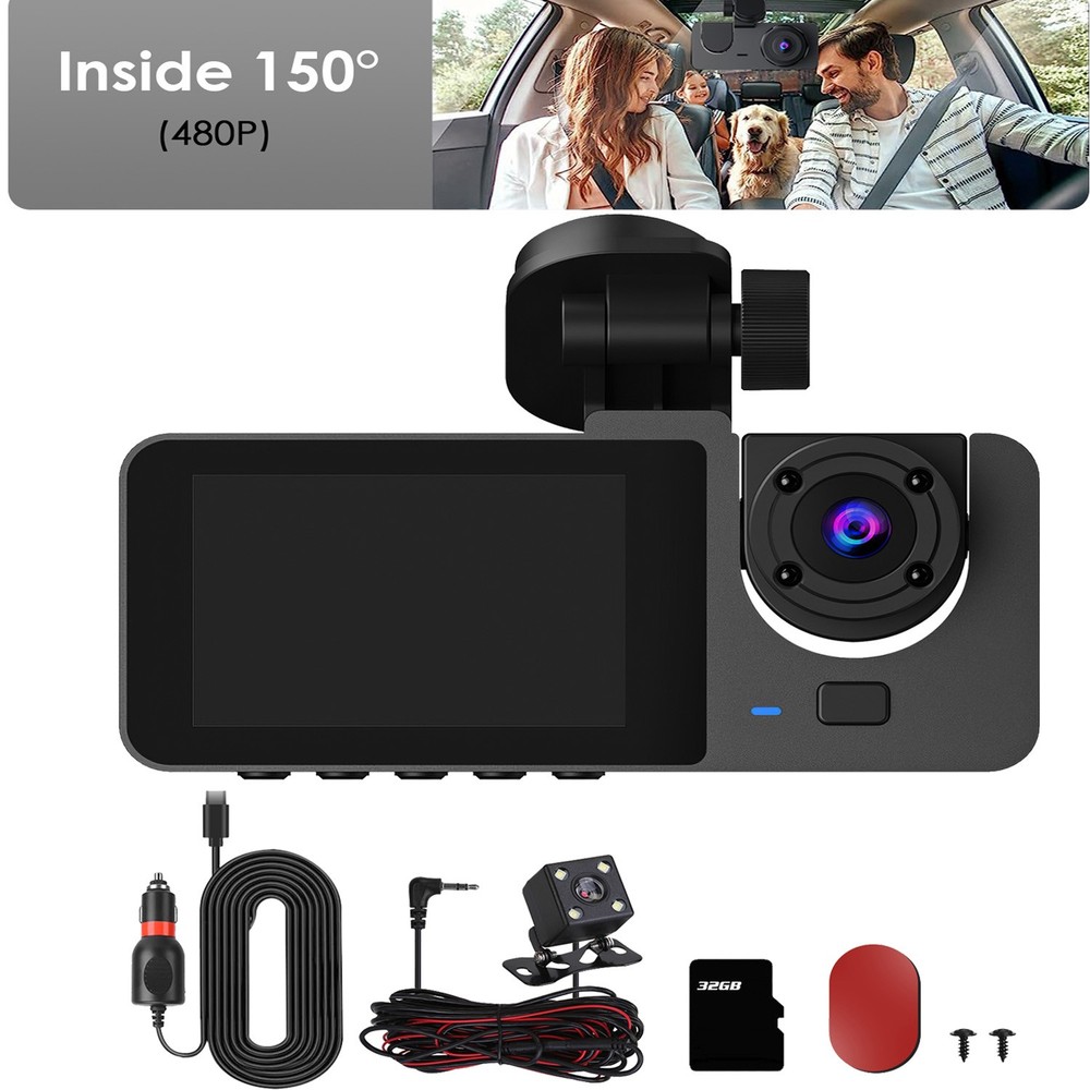 Multi-Channel Dash Cam W/ Coverage Plus 32G Card Sensor Motion Detection Parking