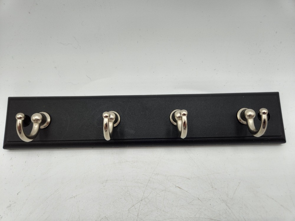 Farberware Wall Mounted Satin Key Hooks - 4 hooks - Black - 8.5"