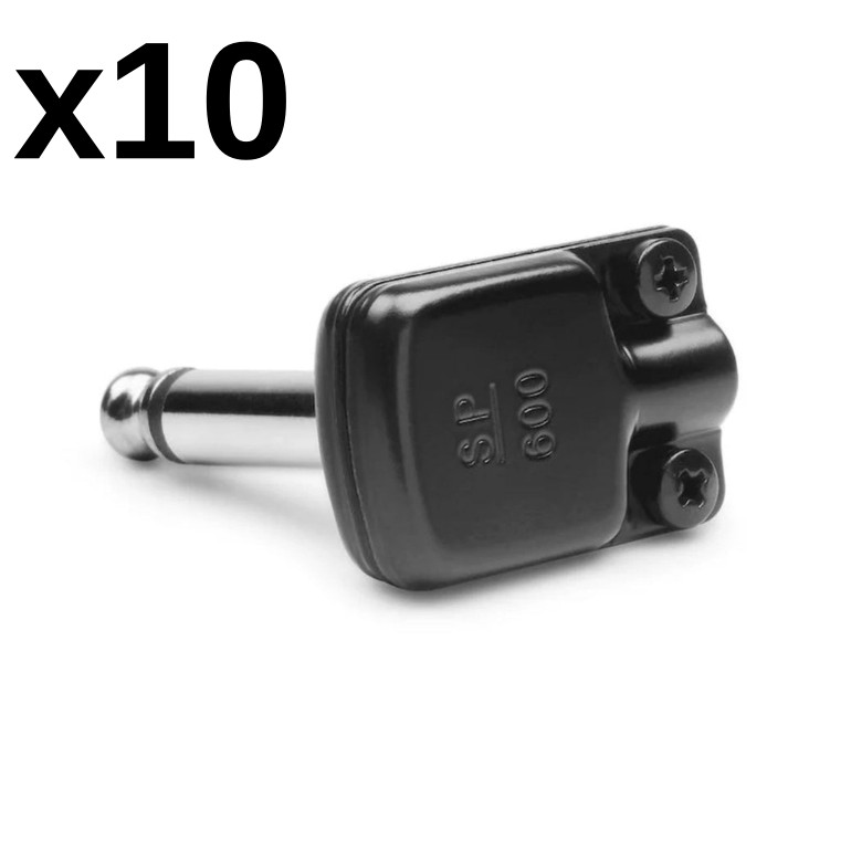 10 Pack - Squareplug SP600BK Right Angle TS Pancake Plug, Black