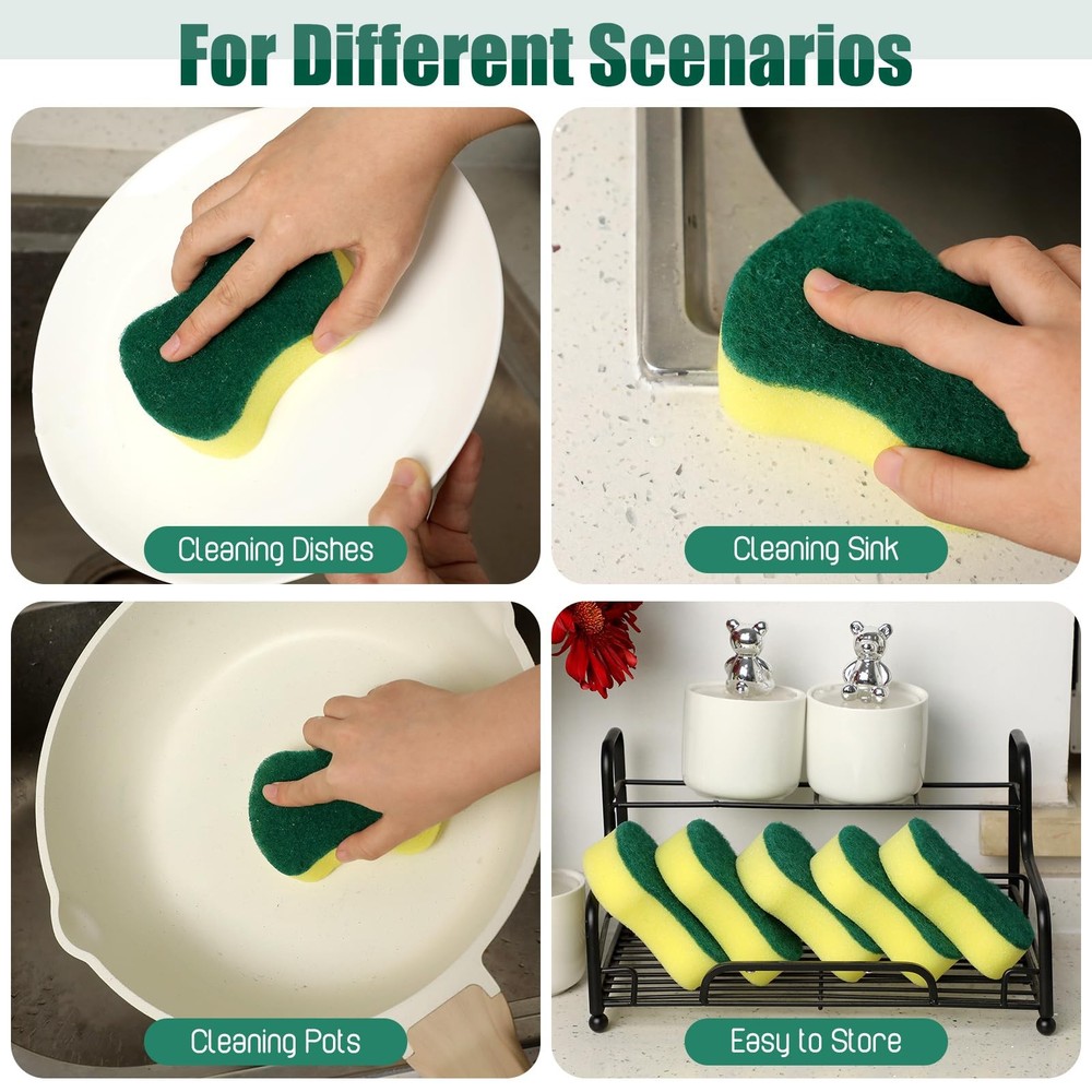 60 Pcs Individually Wrapped Sponges Kitchen Bulk Non Scratch Scouring Sponges...