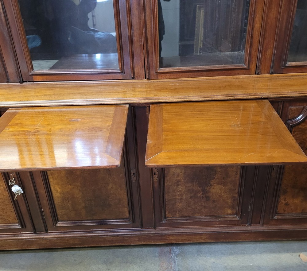 EXCEPTIONAL AMERICAN VICTORIAN WALNUT AND BURL BOOKCASE
