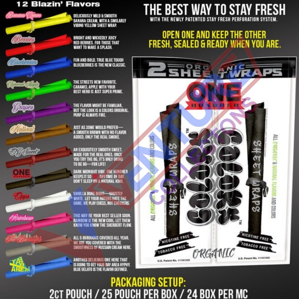 COLORS Organic Sheet Wraps 25/2CT - NATURAL