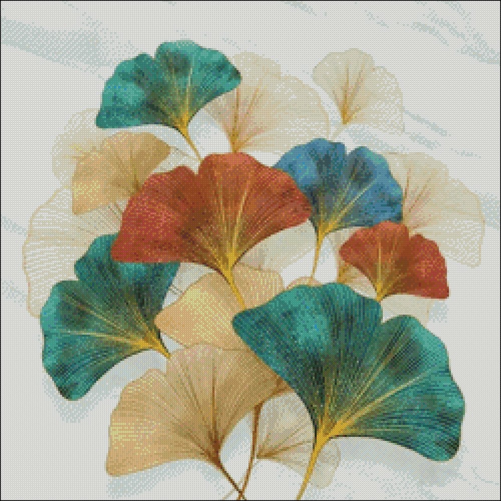 Ginkgo Leaf 2 - DIY Chart Counted Cross Stitch Patterns Needlework DMC Color