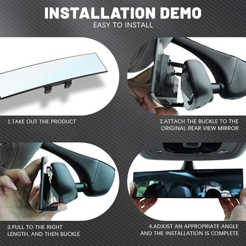 Rear View Mirror, Blind Spot Mirror, Panoramic Convex Rearview Mirror, White