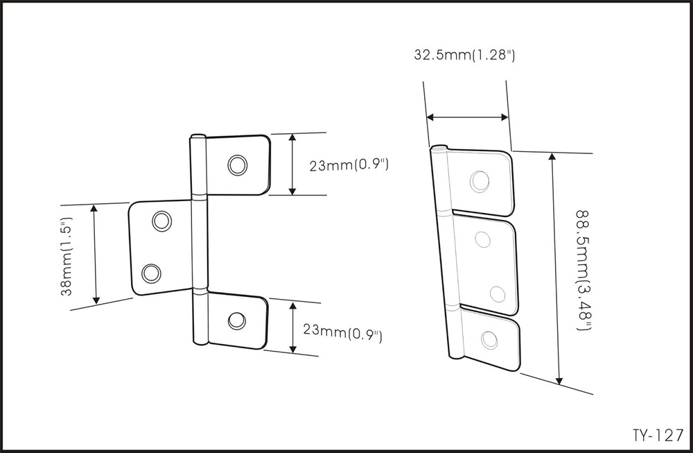 Flag Three Leaf 3-1/2" Bifold Shutter Hinge for Non-Mortise Cabinet Hardwa